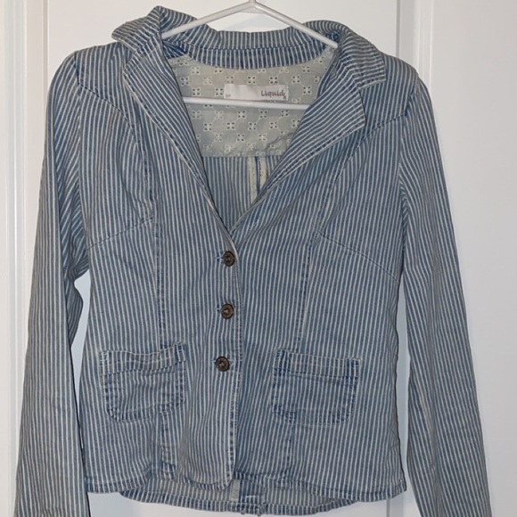 Stripped blazer with flowered cuffs - Picture 1 of 2